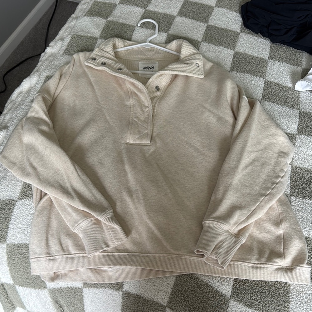 Aerie Cream Oversized Sweatshirt